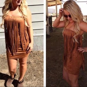 Micro Suede Fringe tube dress